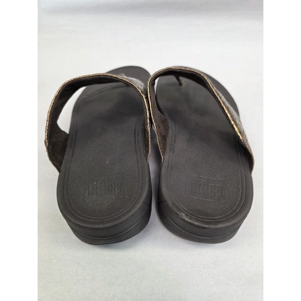 Fitflop Lulu (Sz 7) Women's Bronze Shimmer Brown Flip Flop Thong Sandals
